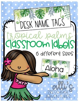 Preview of Editable classroom labels - Tropical Palms