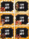 Editable Turkey Labels - Thanksgiving Gift Tags - Name Tags