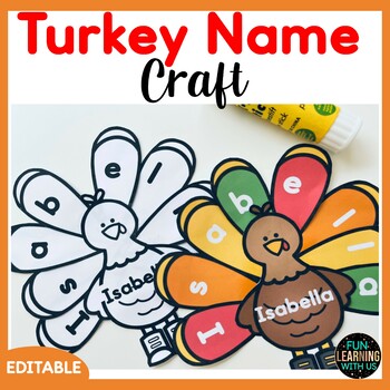 Preview of Editable Turkey Name Crafts | Thanksgiving Name Craft Activity 