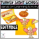 Editable Turkey Sight Words for November
