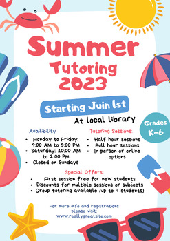 Preview of Editable Tutor Flyer - Summer Tutoring Flyer