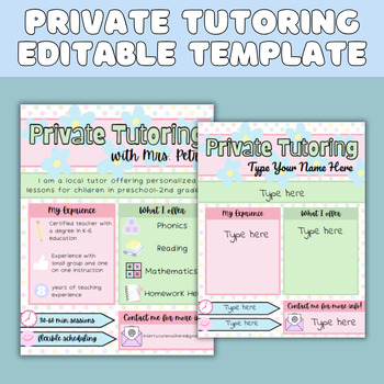 Preview of Editable Tutoring Flyer Template