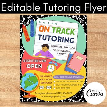 Preview of Editable Tutoring Flyer Template Advertisement Tutoring Services Poster Canva