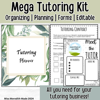 Preview of Editable Tutoring Kit | Summer Tutoring | Parent Forms | Contract | Tutoring Tip