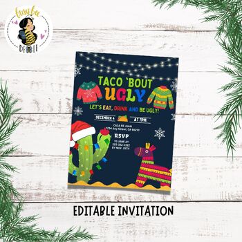 Preview of Editable Ugly Sweater Party Invitation, Christmas Ugly Sweater Invitation Templa