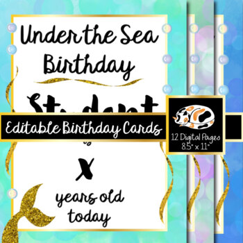 Preview of Editable Under the Sea Birthday Posters, Birthday Announcements, Classroom Decor