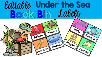 Preview of Editable Under the Sea Book Bin Labels