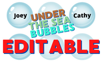 Preview of Editable Under the Sea Classroom themed Bubbles Name Tags