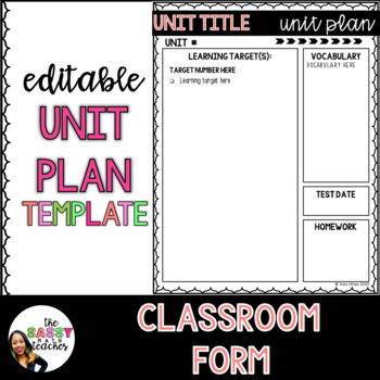 Preview of Editable Unit Plan Template for Middle School and High School