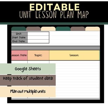 Preview of Editable Unit Planner Spreadsheet: Organize Lessons, Links, and Data