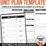 EDITABLE Unit Lesson Planning Template, Google Docs Curric