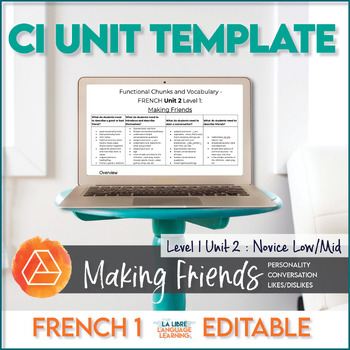 Preview of Editable Unit Template & Lesson Guide | Personality, Likes, Dislikes French 1