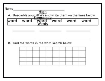Editable Unscramble Words And Word Search By Sw Tpt