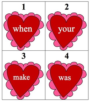 Preview of Editable Valentine Heart Sight Word Search