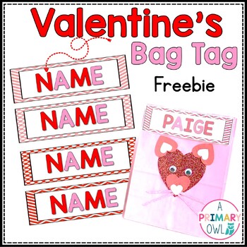 Preview of Editable Valentine name bag tags or bookmarks
