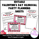 Editable  Valentine's Day Bilingual  Party Planning  Sheets