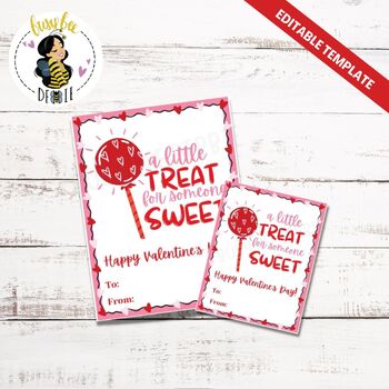 Preview of Editable Valentine's Day Card | Sucker Lollipop Valentine's Day Treats