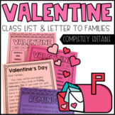 Editable Valentine's Day Class List and Family Letter