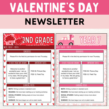 Preview of Editable Valentine's Day Classroom Newsletter Template Winter