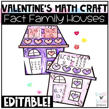 Preview of Editable Valentine's Day Fact Family Math Craft