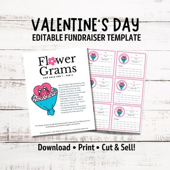 Preview of Editable Valentine's Day Flower Fundraiser Template | Valentine's Day Grams