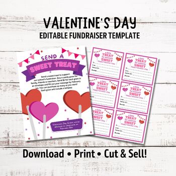 Preview of Editable Valentine's Day Lollipop Gram Fundraiser | Candy Gram Fundraiser