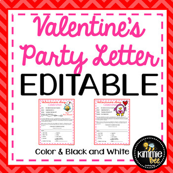 Preview of Editable Valentine's Day Party Letter