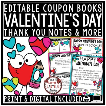 Preview of Valentine's Day Card from Teacher Student Thank You Notes Cards Gift Coupon Book