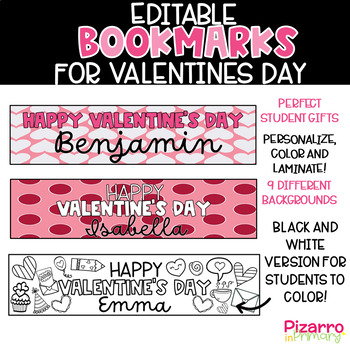 Preview of Editable Valentines Day Bookmark | Editable Student Valentines Day Gift