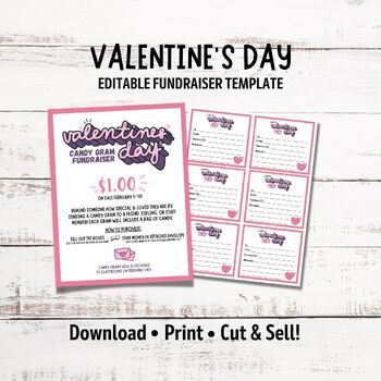 Preview of Sweet Messages for a Cause: Editable Valentine's Day Candy Gram | Fundraiser
