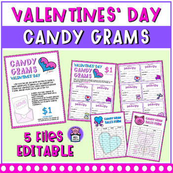 Preview of Editable Valentines Day Candy Grams Fundraiser | School Candy Gram Template