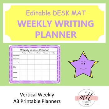 Preview of Editable Vertical Writing Planner A3 Desk-mat Template