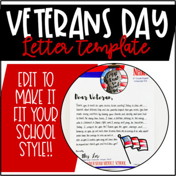 Editable Veterans Day Letter Template by Pray and Teach TPT