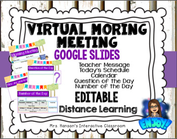 Preview of Editable Virtual Morning Meeting Google Slides Distance Learning