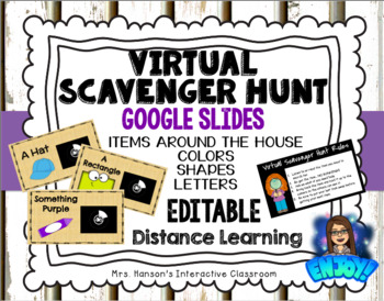 Preview of Editable Virtual Scavenger Hunt for Google Slides Distance Learning