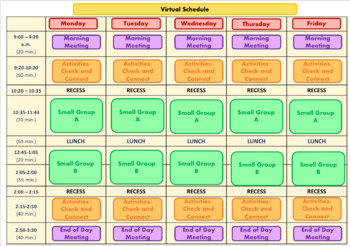 Preview of Editable Virtual Schedule for Online/Remote Teaching