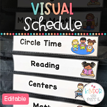 Editable Visual Daily Schedule Cards by Kinder With Miss K | TPT