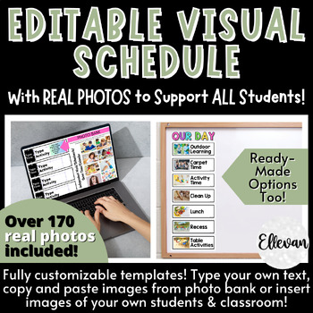Preview of Editable Visual Schedule | Daily Timetable | Real Photos & Pictures | Autism ESL