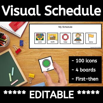 Preview of Editable Visual Schedule for Autism with Daily Classroom Transitions and Home