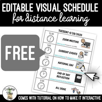 Preview of Editable Visual Schedule for Distance Learning