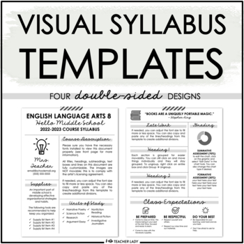 Creative Visual Syllabus Template Pack #2 for Back to School EDITABLE