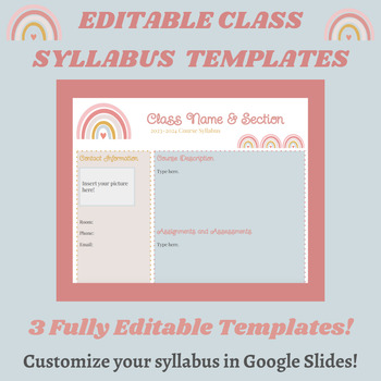 Preview of Editable Visual Syllabus Templates Bundle - Works For ANY CLASS