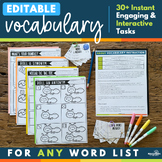 Editable Vocabulary Activities & Practice Sheets | Vocabul