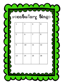 Preview of Editable Vocabulary Bingo