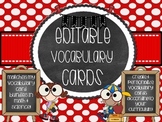 Editable Vocabulary Cards