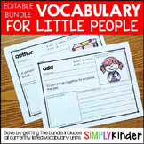 Editable Vocabulary Bundle -Kindergarten Vocabulary