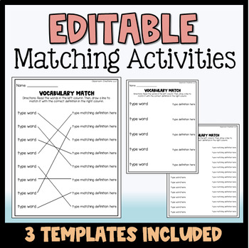 Preview of Editable Matching Activity