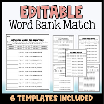 Preview of Editable Word Banks