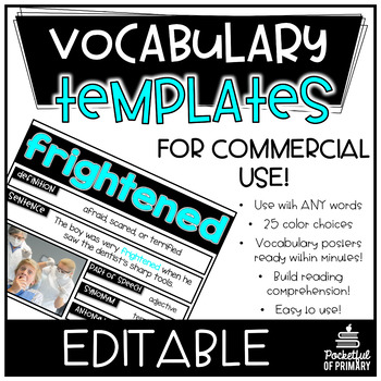 Preview of Editable Vocabulary Templates | COMMERCIAL USE