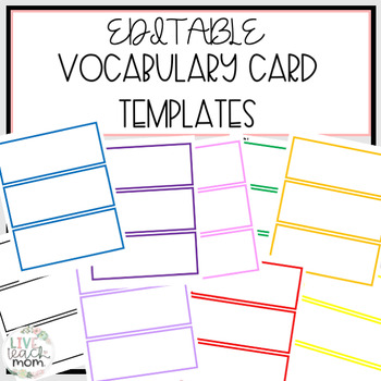 Preview of Editable Vocabulary Word Card Template